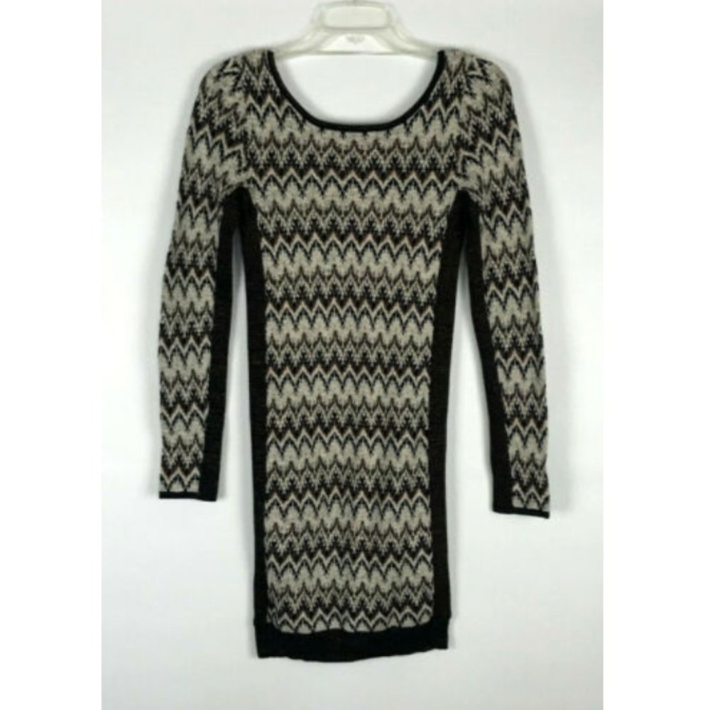 Free People Long Sleeve Knit Open Back Sweater Mini Dress